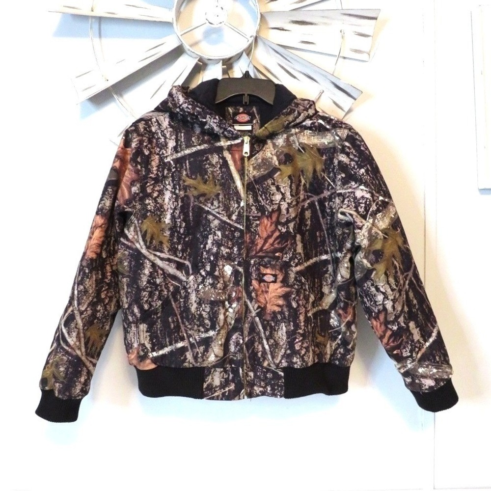 Dickies Boy L 14/16 True Timber Conceal Camo Hooded Insulated Zip Hunting Jacket